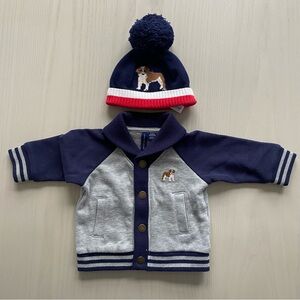 Janie and Jack The Bulldog Baby Cardigan & Beanie